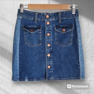 MADEWELL Denim Skirt Butterfly Snap Buttons Size 25